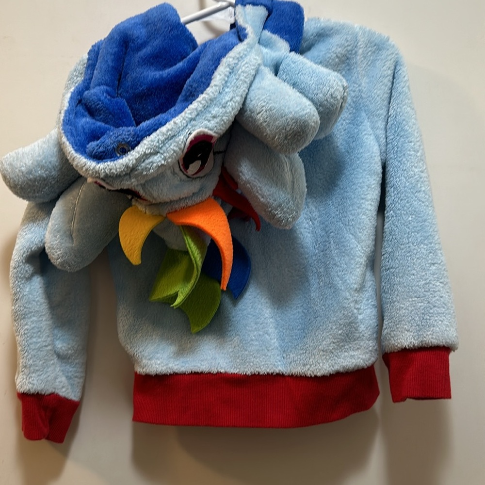 My little pony zip up hoodie jacket w/ pockets that folds into a stuffie size 3t